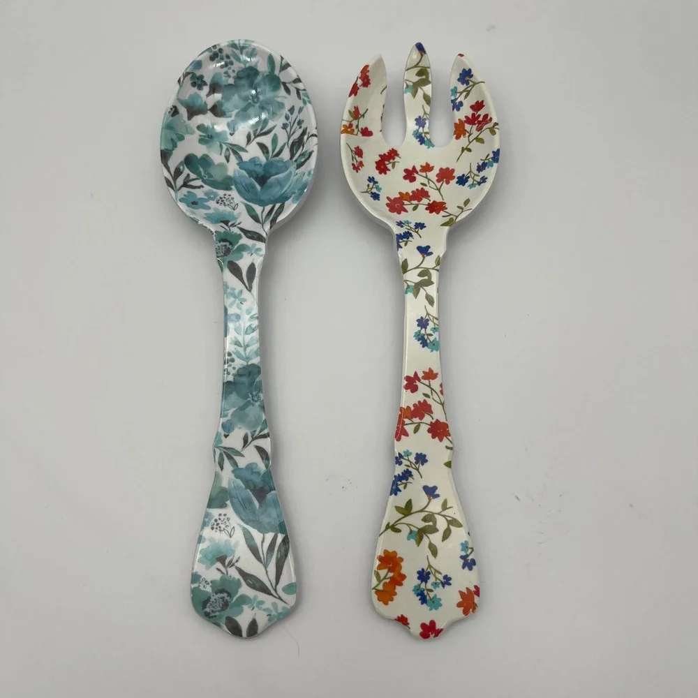 The Pioneer Woman Salad Servers Set Melamine Floral‎ Breezy Blossom 10in